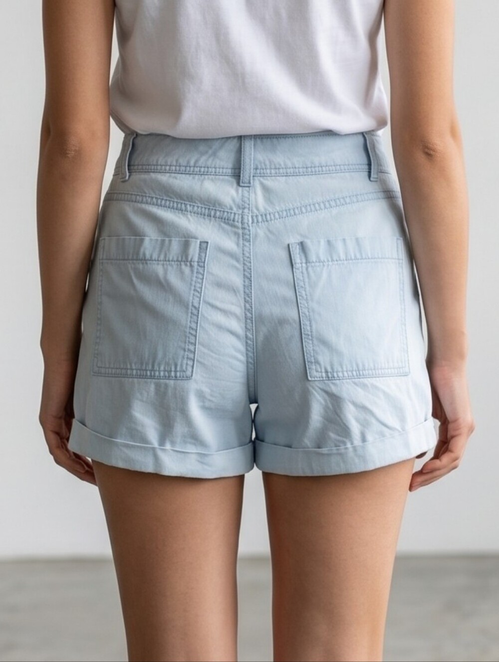 cloth & stone For Anthropologie Pale Blue High-Waist Casual Cotton Shorts XS